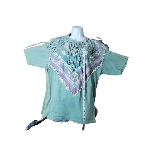 Vintage 90s Sturdy Tees By Lee Fringe Beaded Southwestern Graphic T-Shirt L - Picture 6 of 9